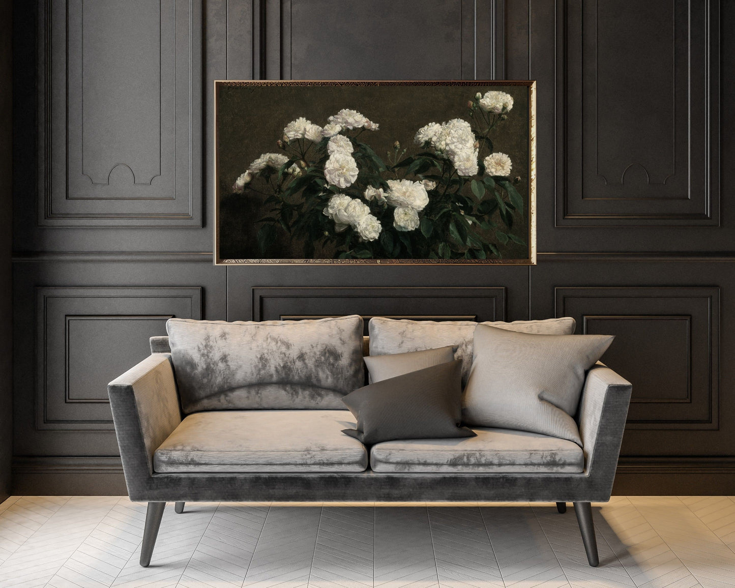 Moody Flowers White Frame TV Art