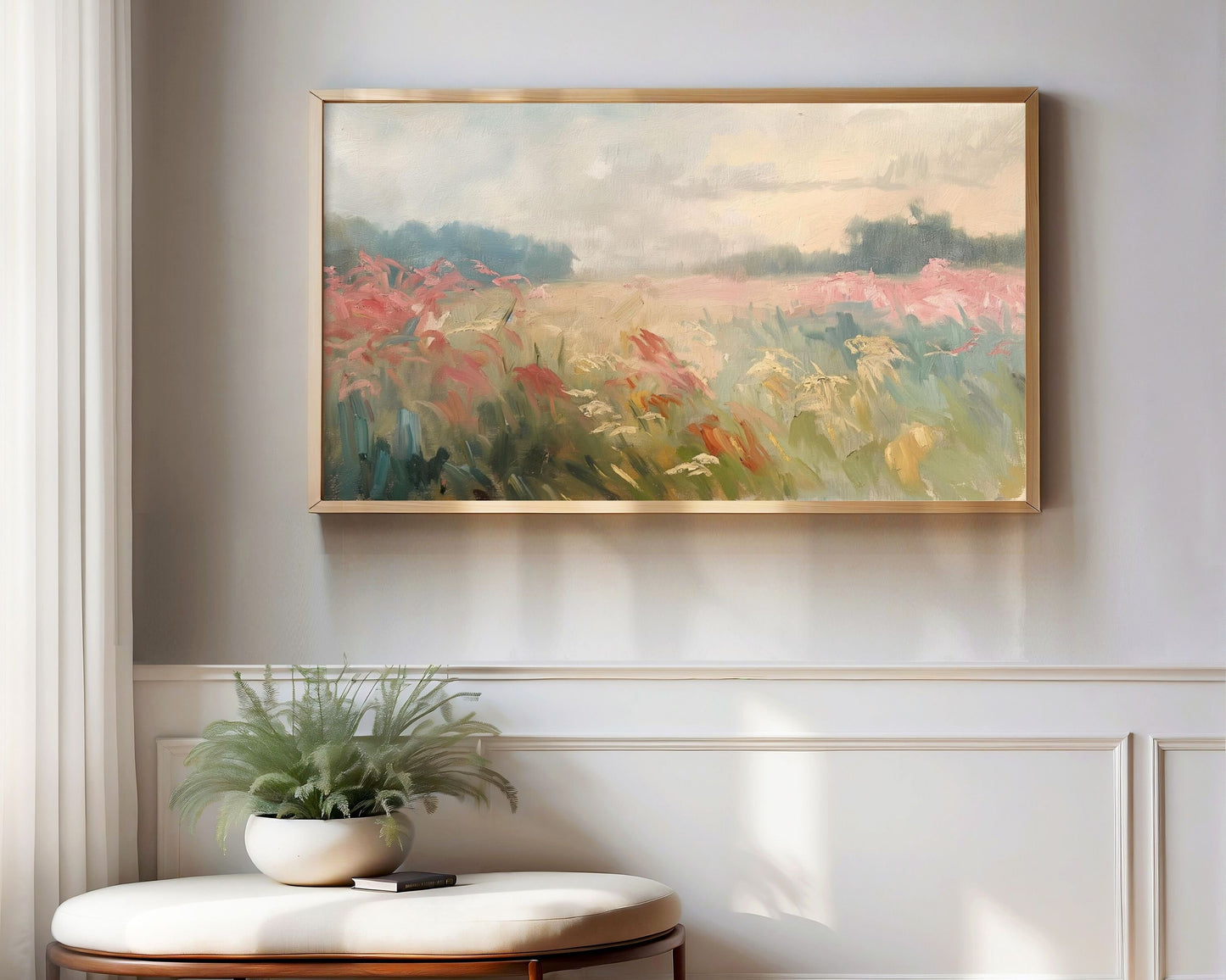 Abstract Pink Wildflowers Frame TV Art
