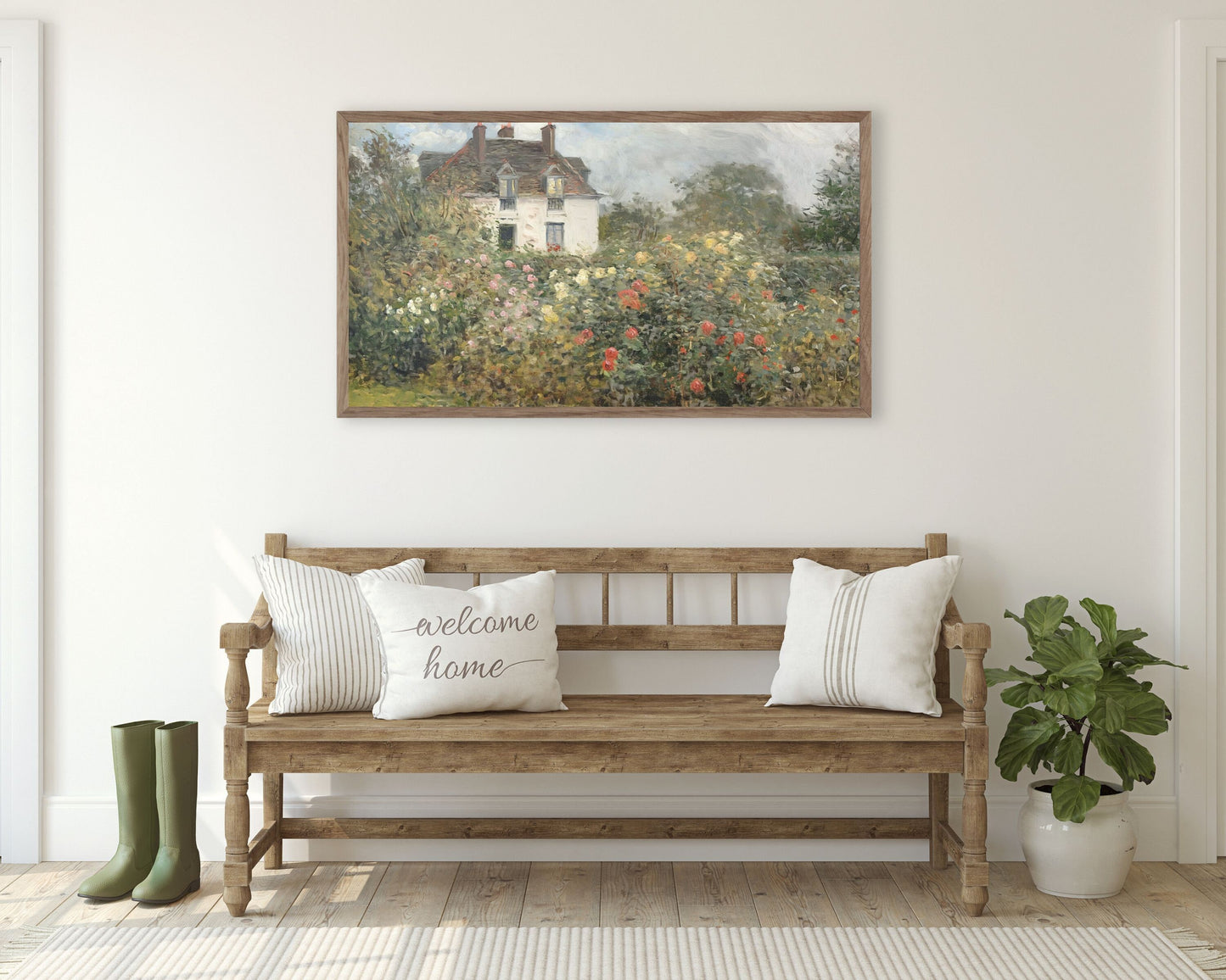 Cottage and Rose Garden Frame TV Art