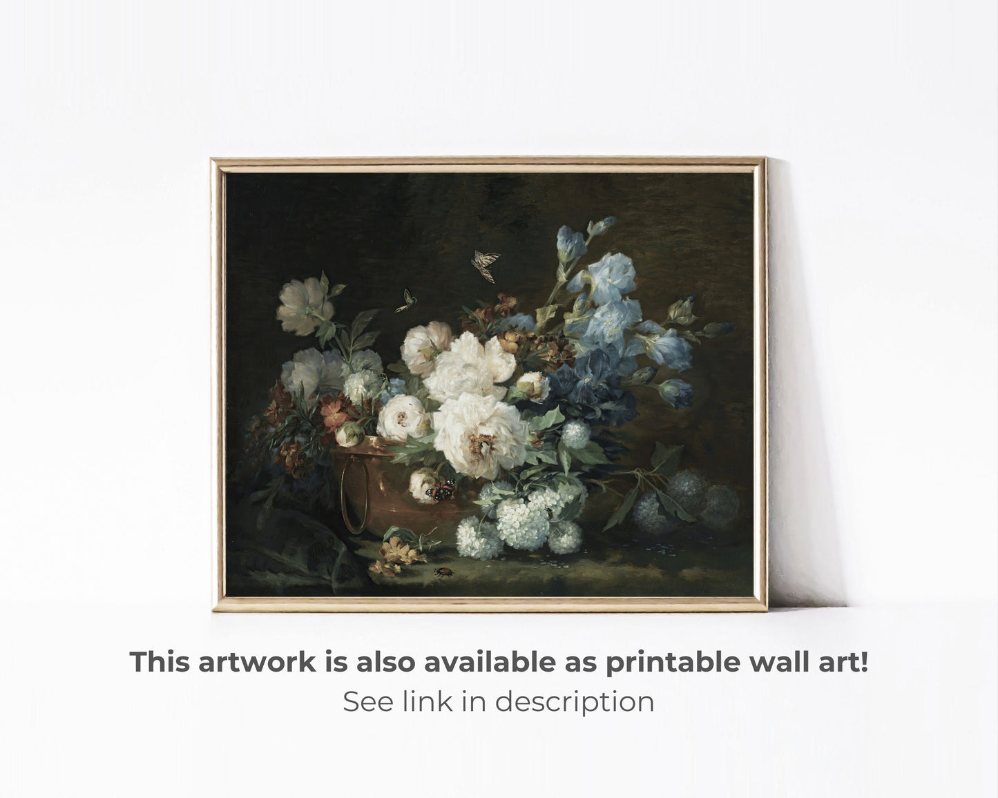 Moody Flowers Blue Frame TV Art