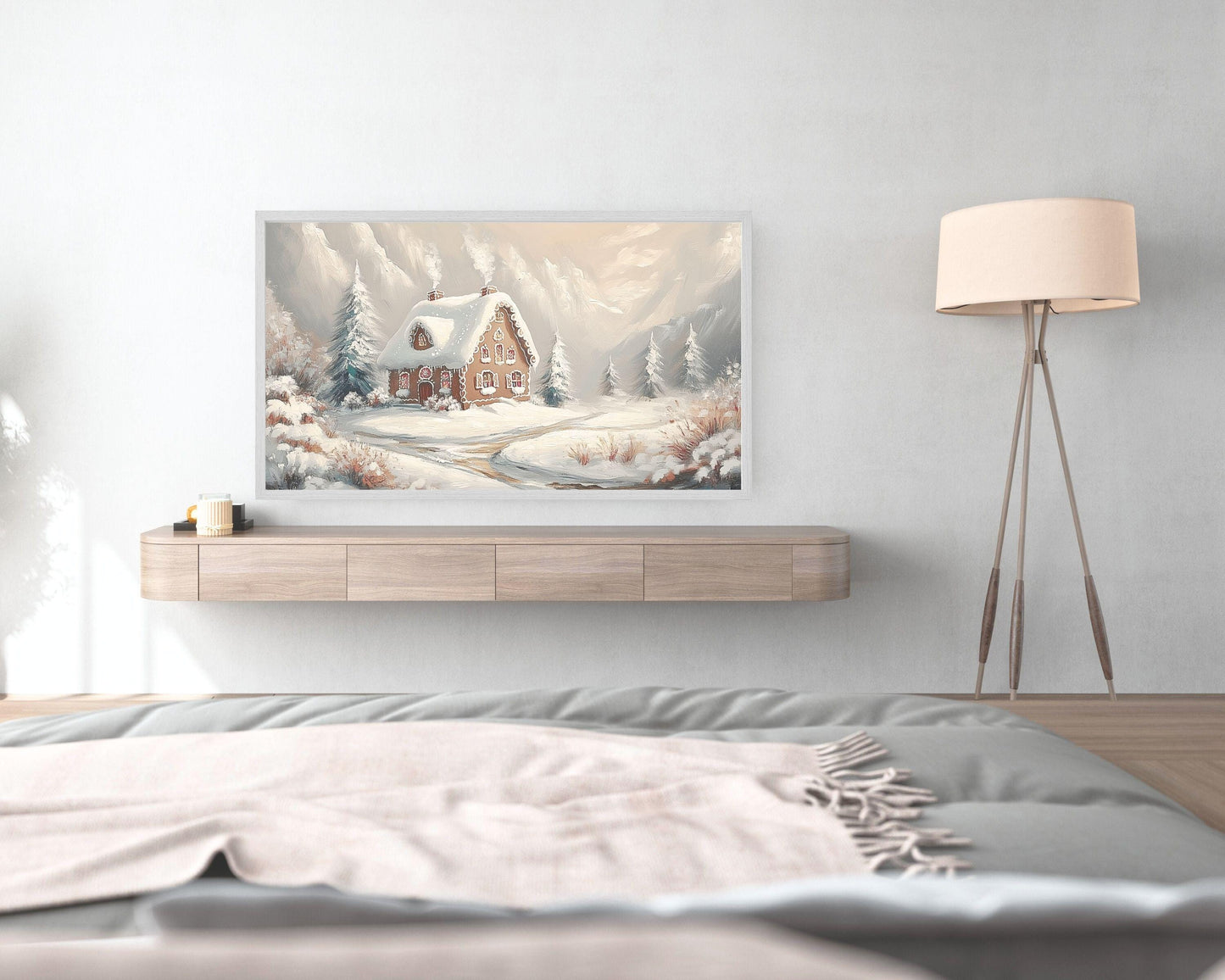 Christmas Frame TV Gingerbread House Art