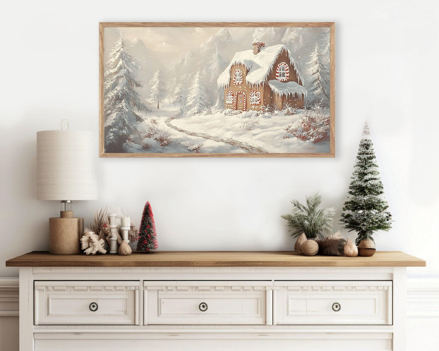 Gingerbread House in Winter Landscape Frame TV Art