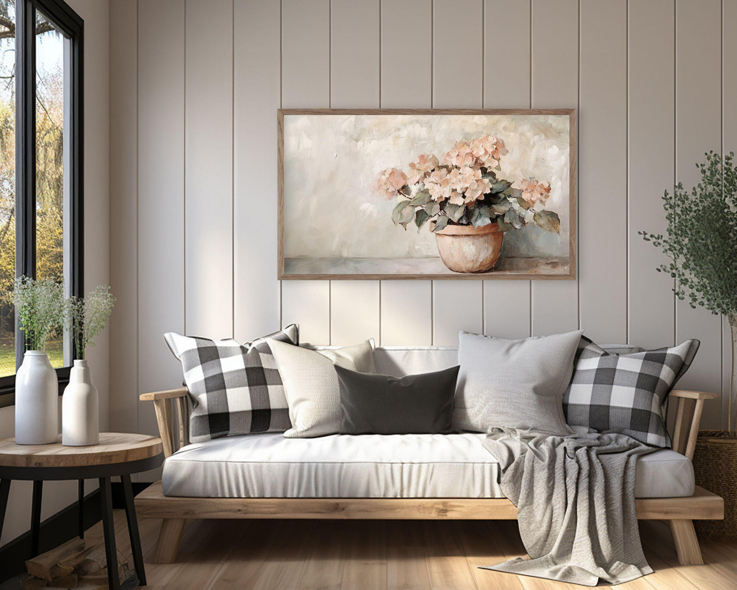 Pink Hydrangeas Still Life Frame TV Art