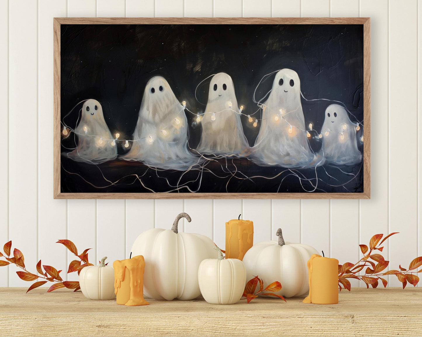 Halloween Frame TV Art Spooky Ghost Set of 16