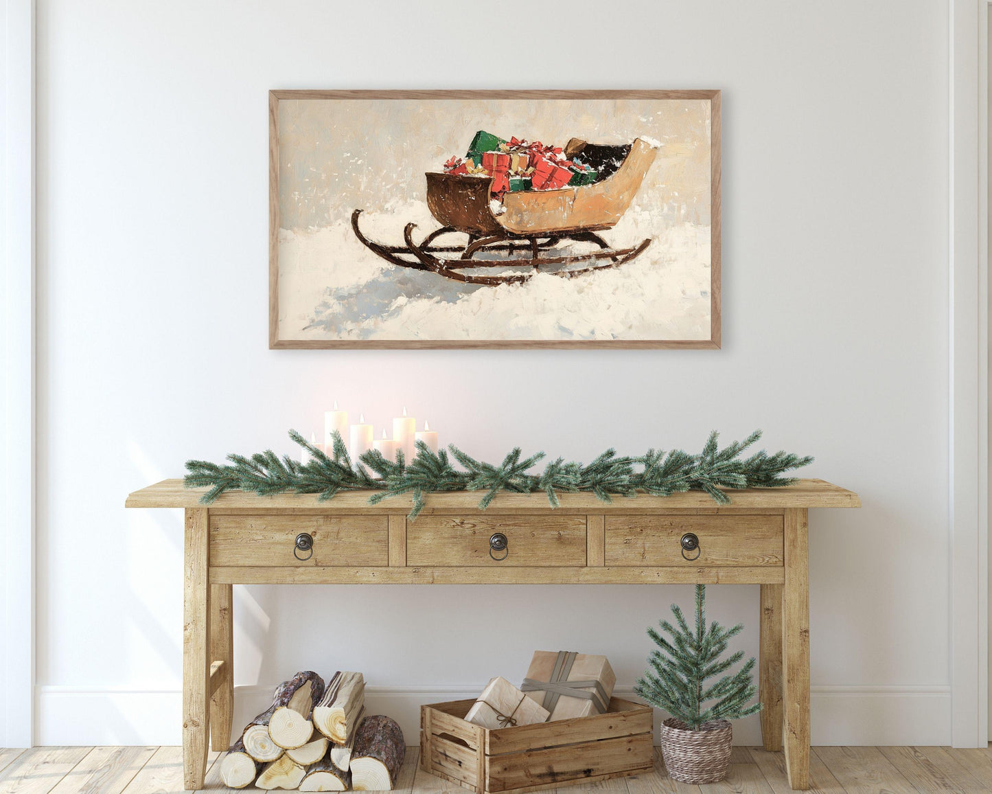 Sleigh with Presents Christmas Frame TV Art