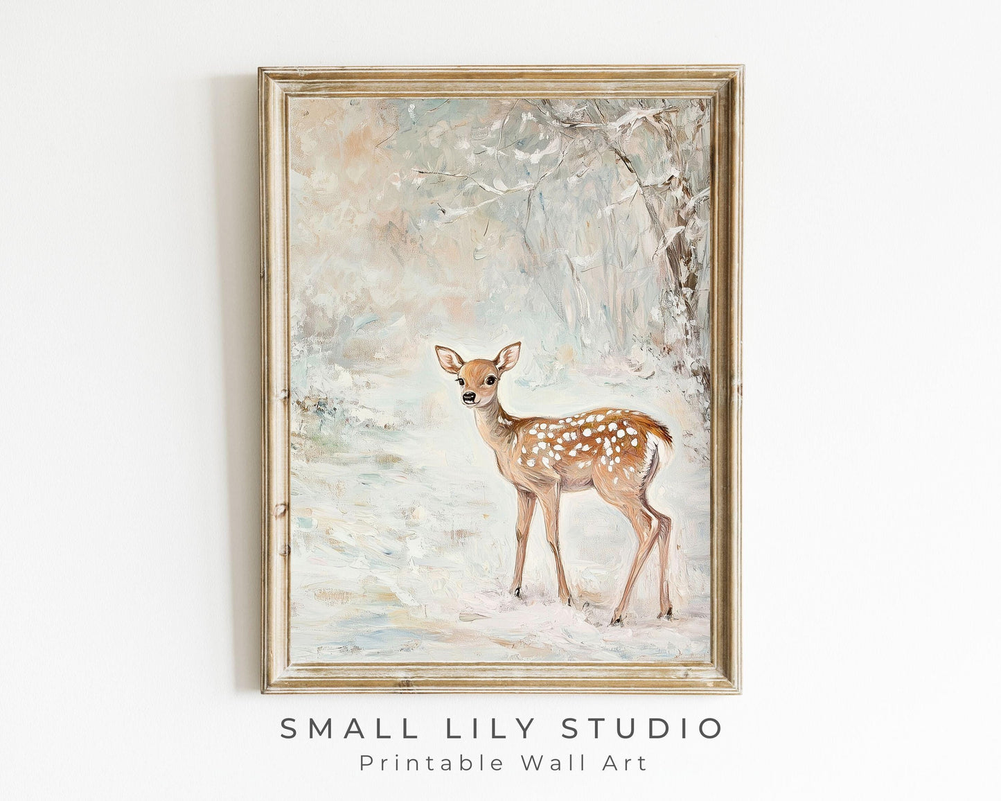 Deer in Winter Landscape Printable Wall Art