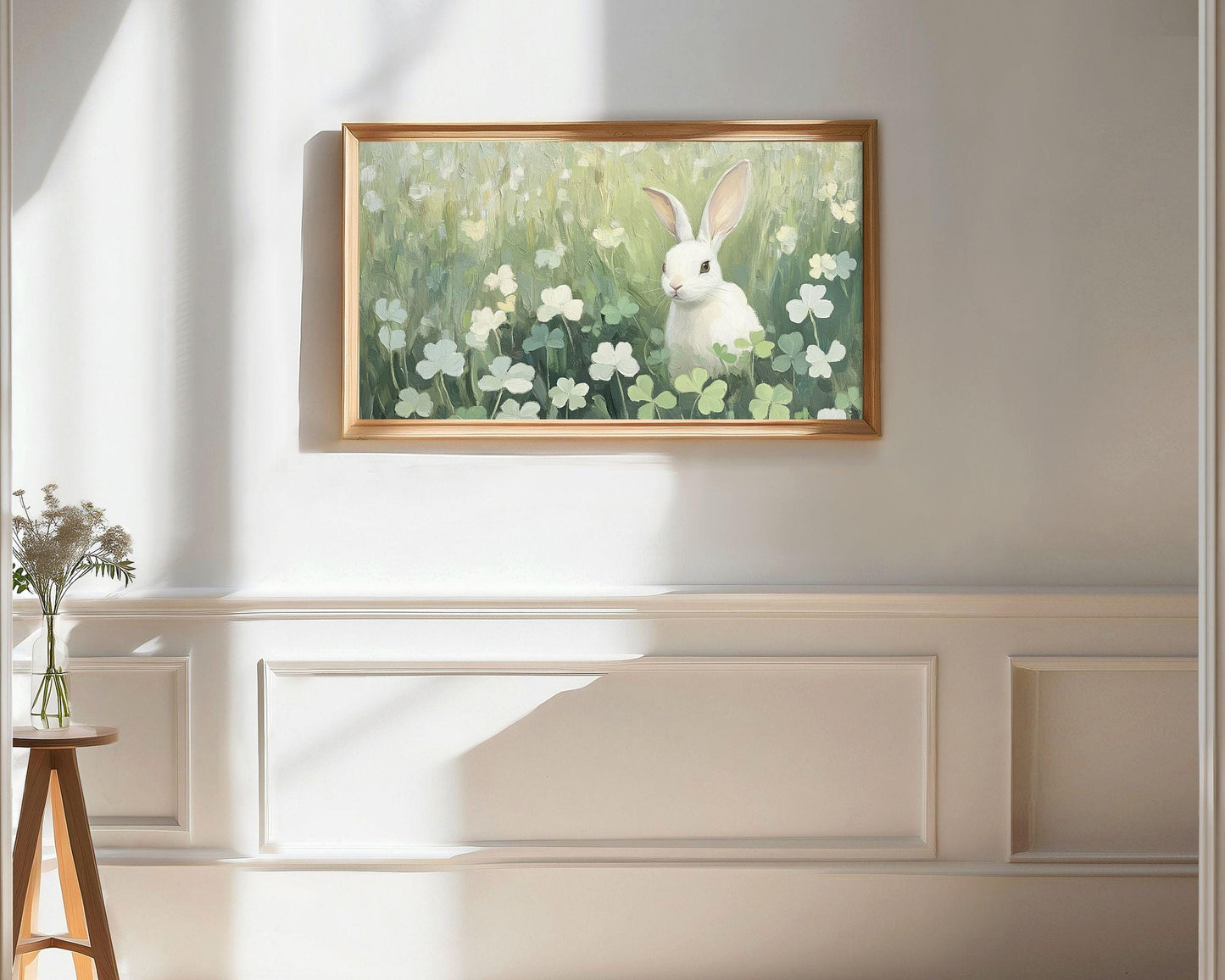 Spring Bunny in Clovers Frame TV Art