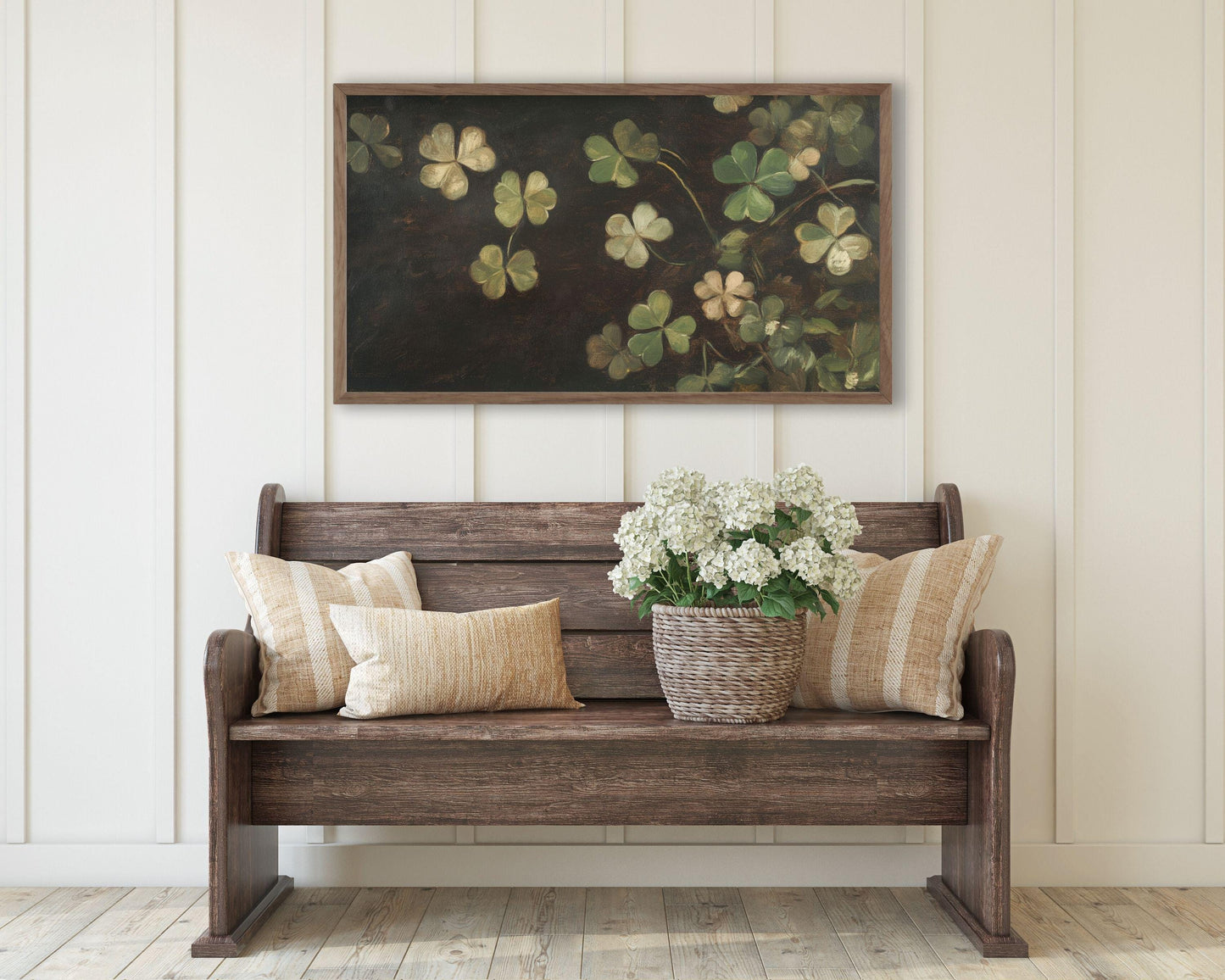 Moody St Patrick's Day Shamrocks Frame TV Art