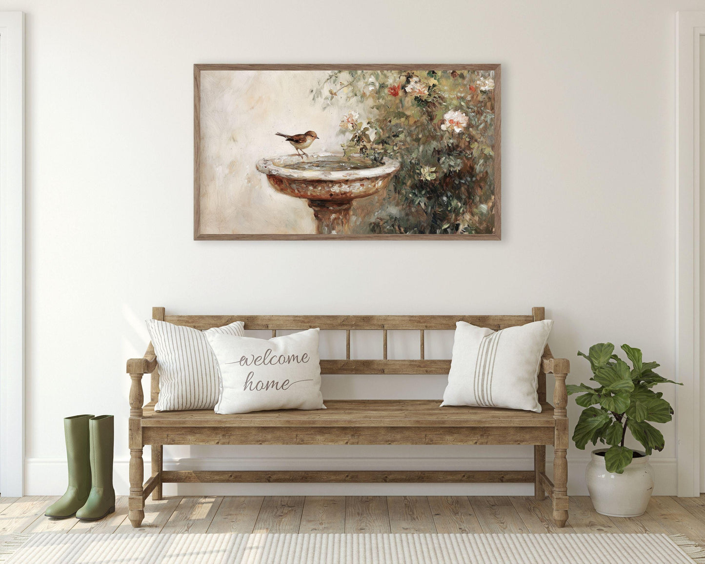 Bird at Birdbath Frame TV Art