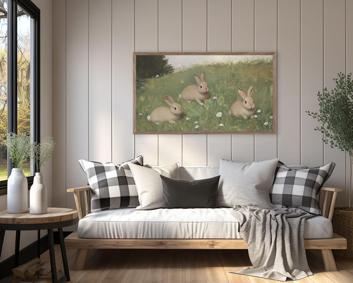 Bunnies in the Grass Frame TV Art