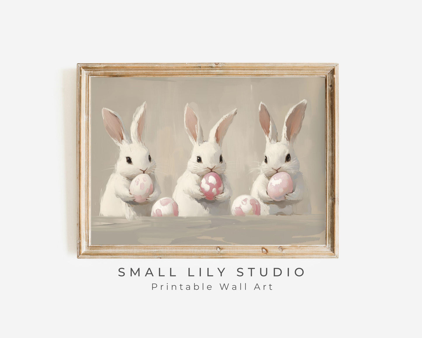 Bunnies with Easter Eggs Printable Wall Art