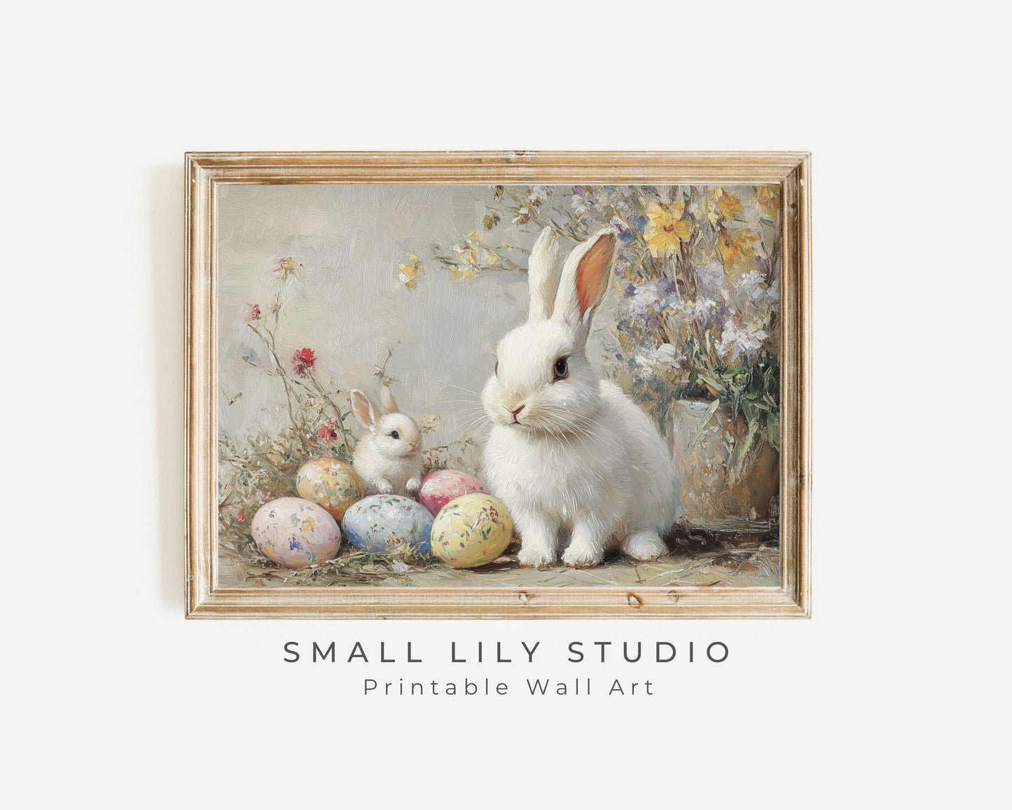 Bunny with Easter Eggs Printable Wall Art