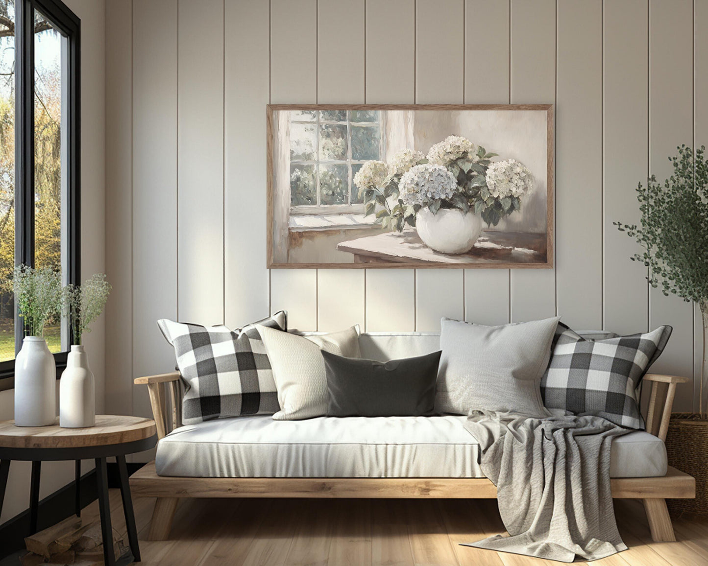 Hydrangeas in Country Cottage Frame TV Art