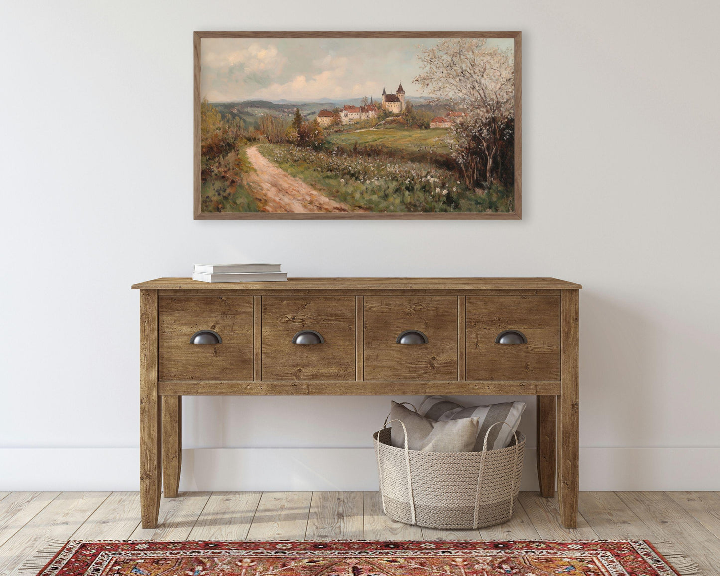 Rustic Landscape with Castle Frame TV Art