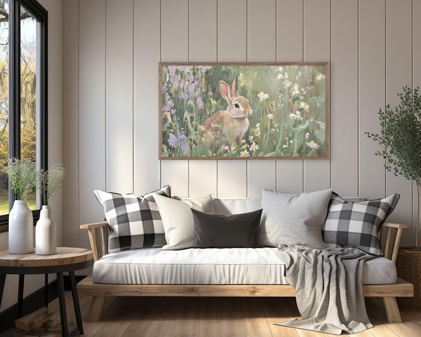 Bunny in Purple Flowers Frame TV Art