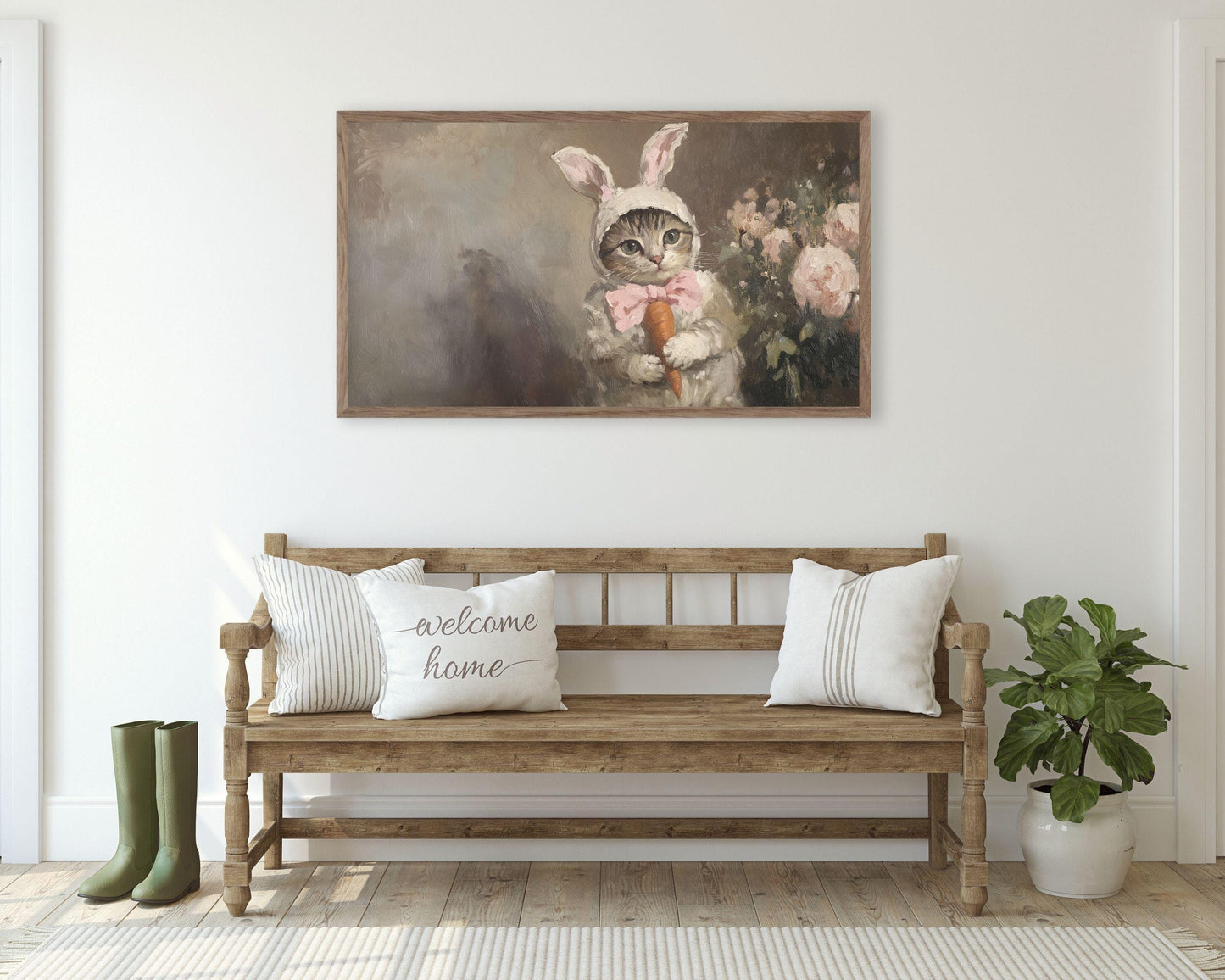Bunny Cat Easter Frame TV Art
