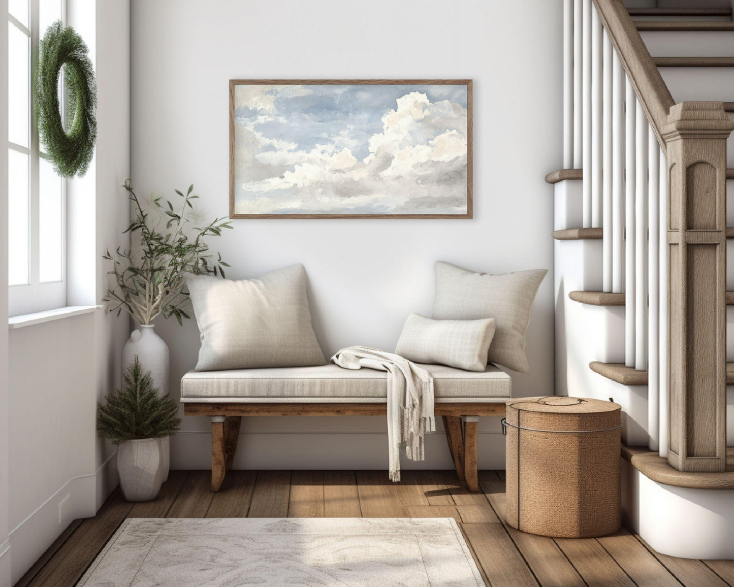 Watercolor Clouds Painting Frame TV Art