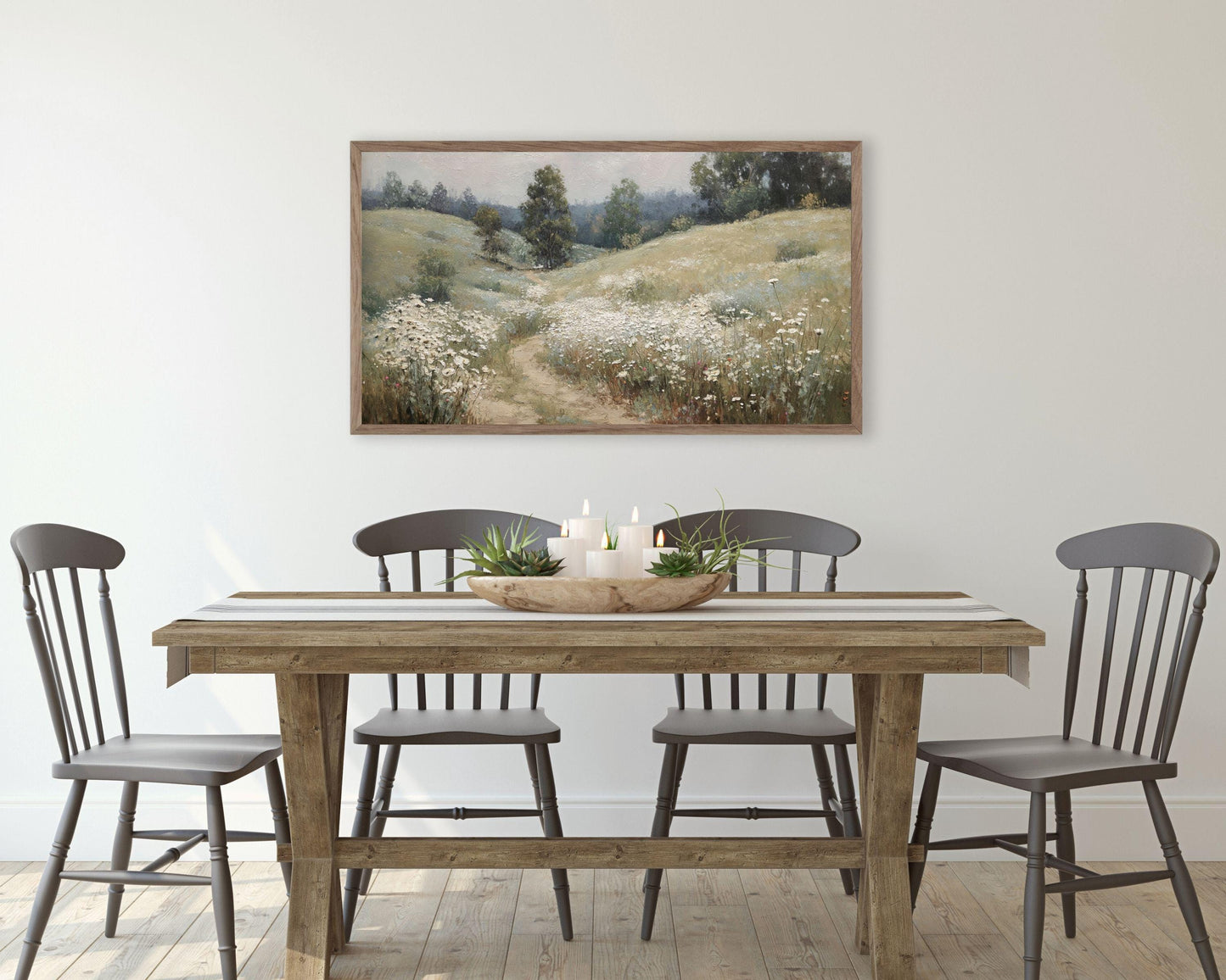 Path Through White Wildflowers Frame TV Art