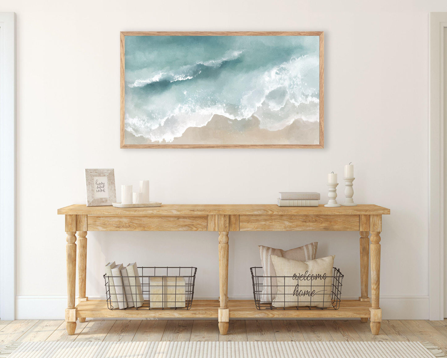Minimalist Waves on Beach Frame TV Art