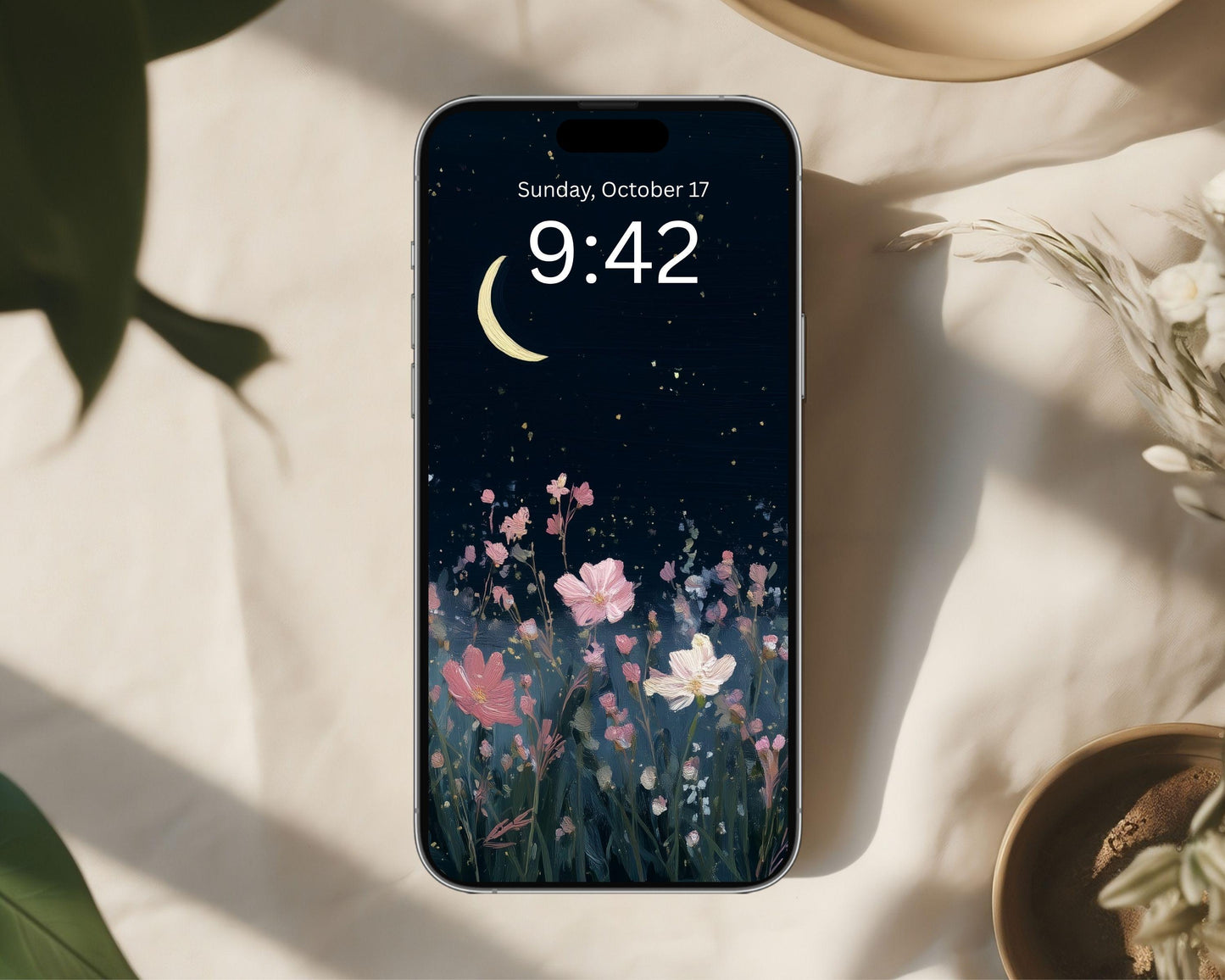 Garden at Night Phone Wallpaper