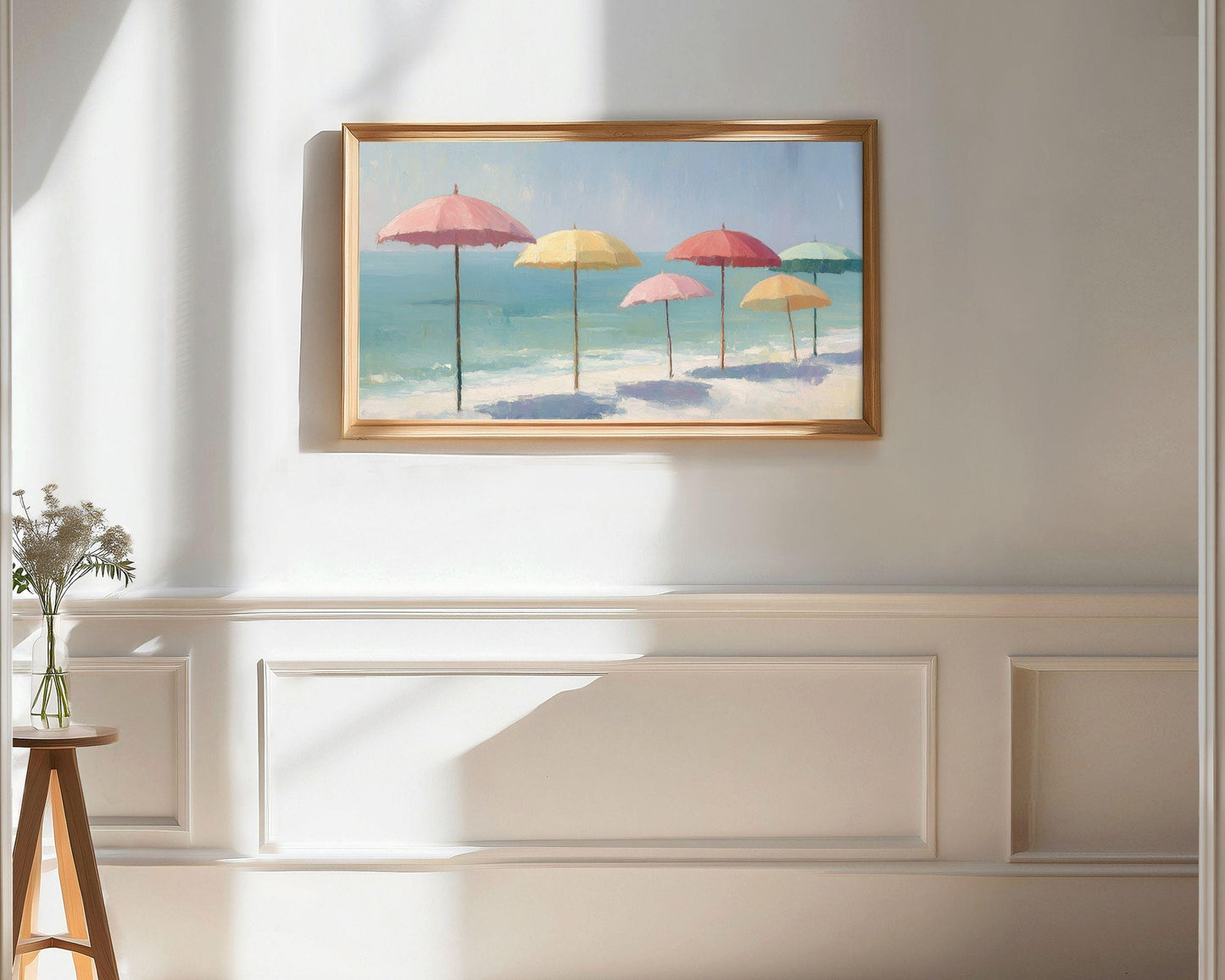 Seaside Beach Umbrellas Frame TV Art