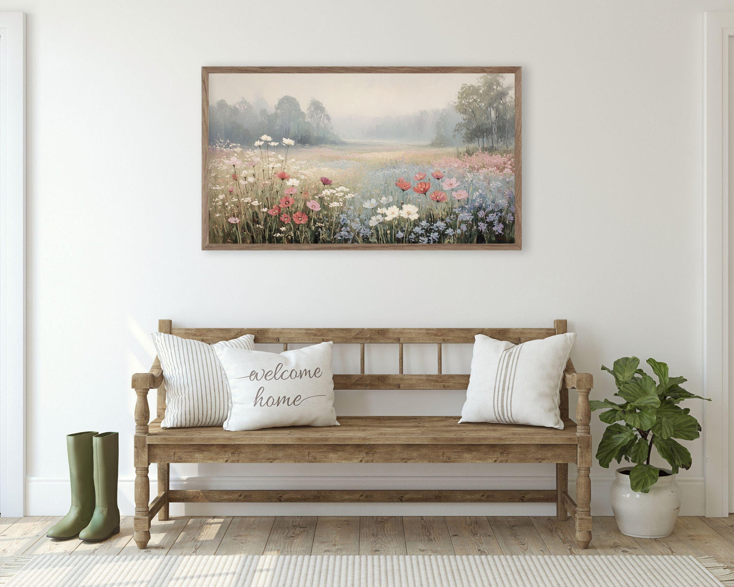 Red White and Blue Wildflowers Frame TV Art