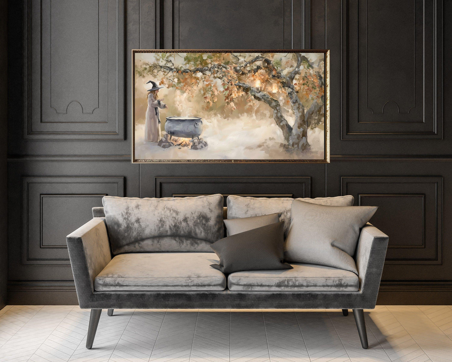 Halloween Witch and Cauldron Frame TV Art