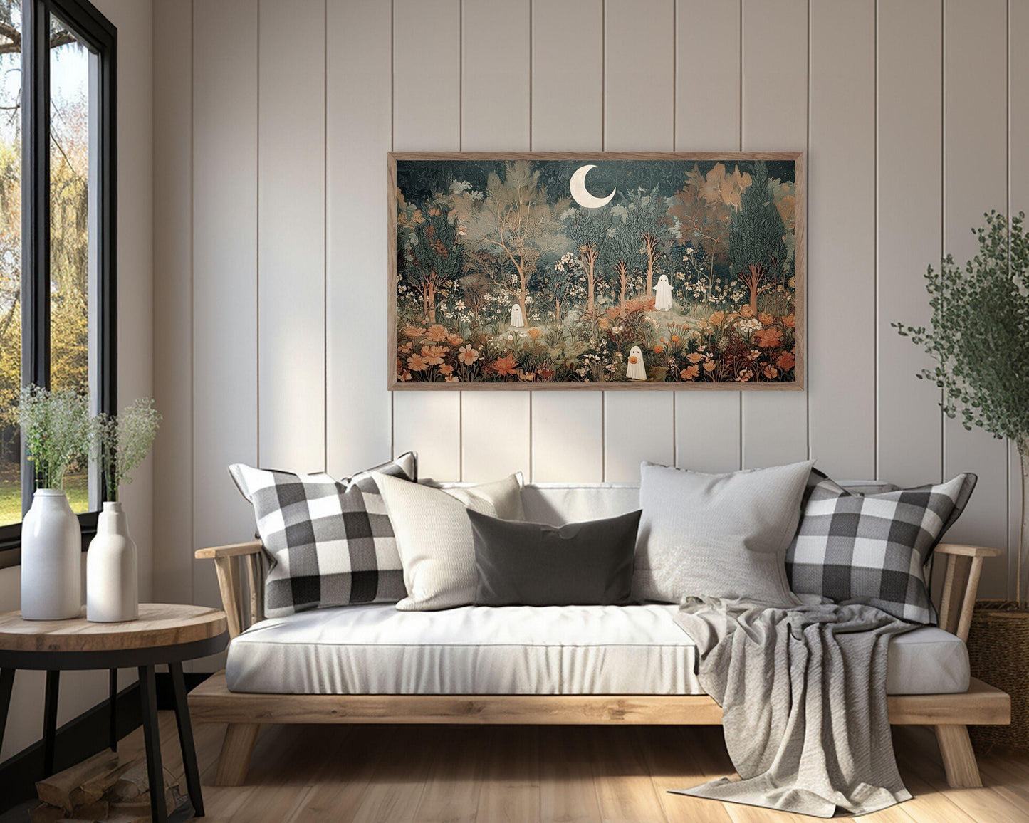 Halloween Ghosts in Fall Landscape Frame TV Art