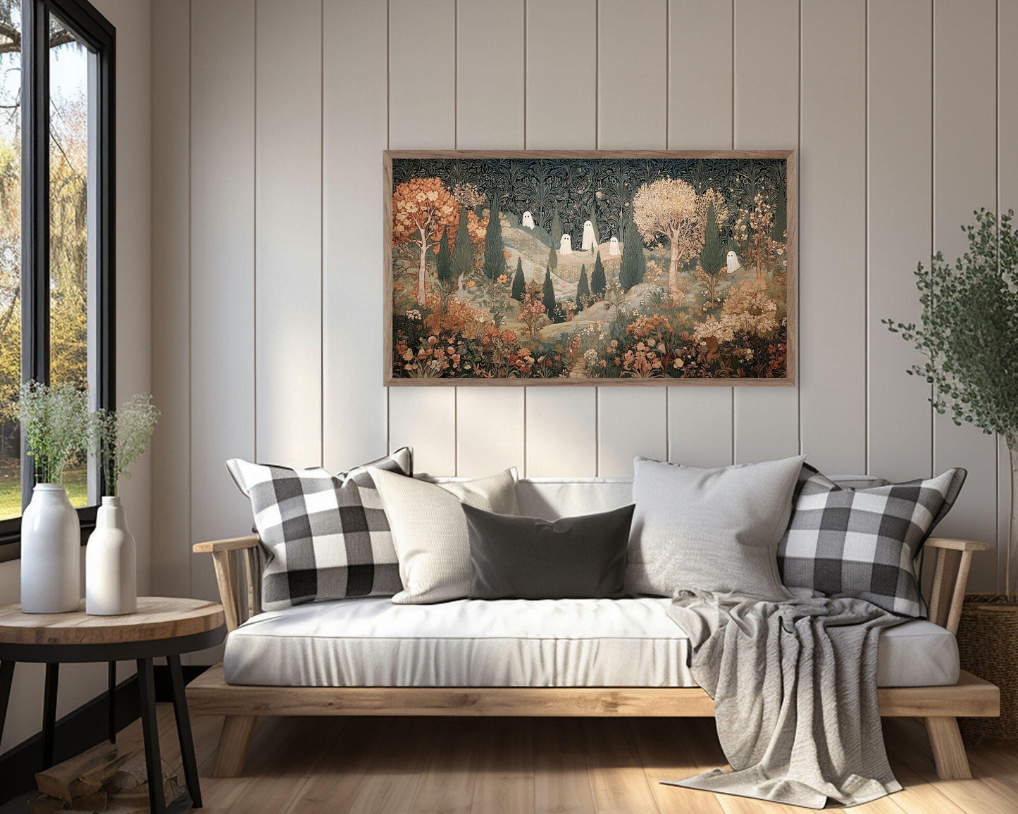 Halloween Ghosts in Fall Landscape Frame TV Art