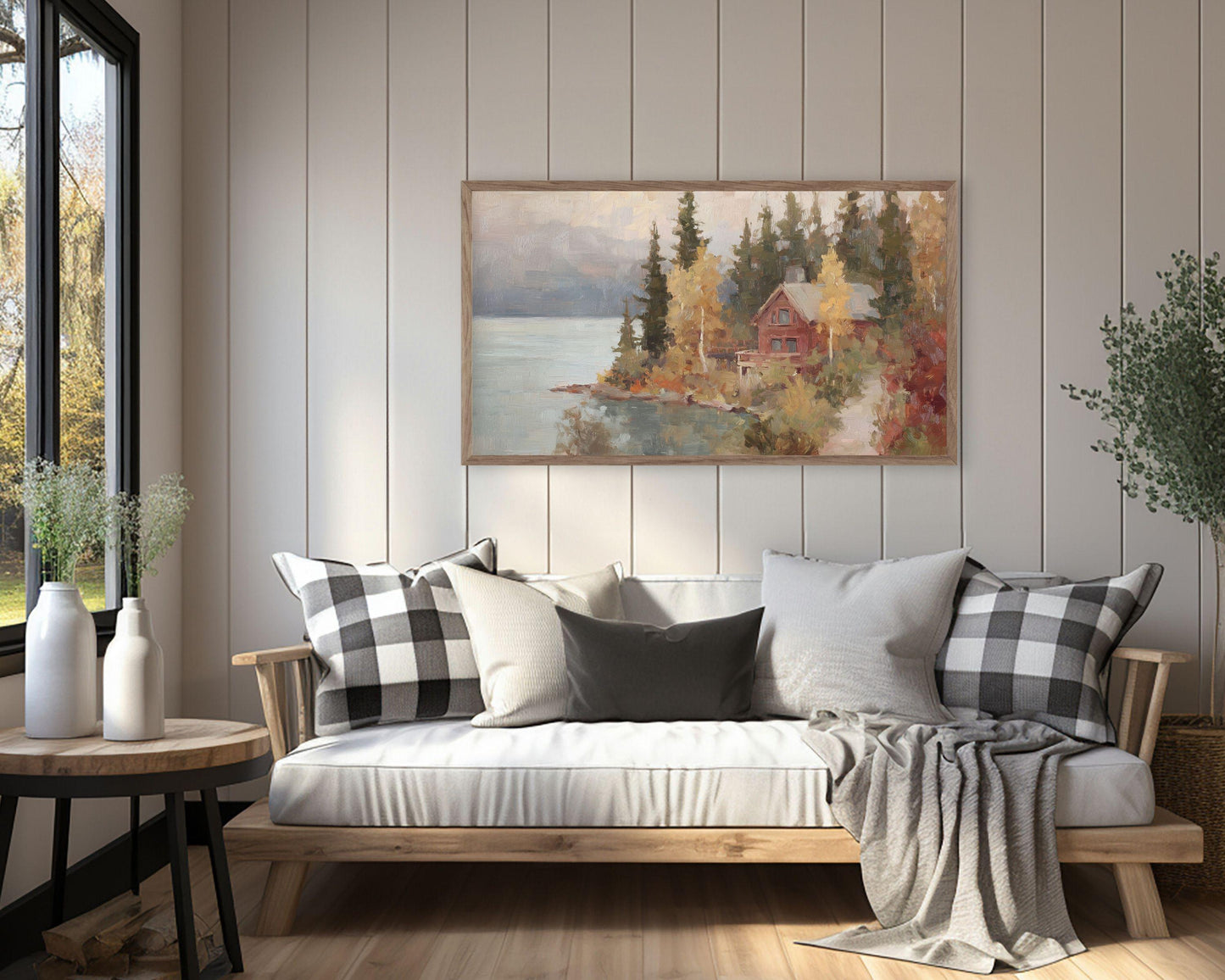 Cabin by Lake Fall Frame TV Art