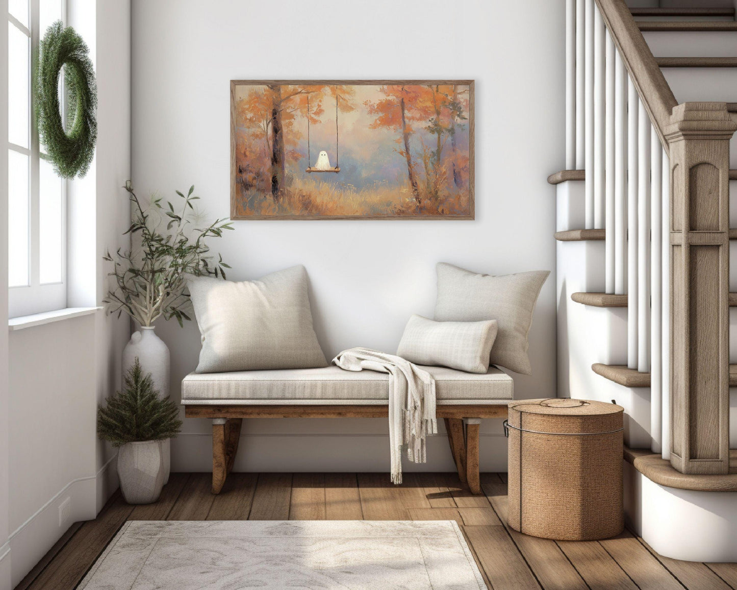 Halloween Ghost on Swing Frame TV Art