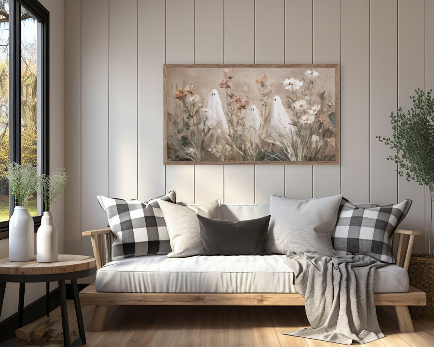 Halloween Ghosts in Wildflowers Frame TV Art