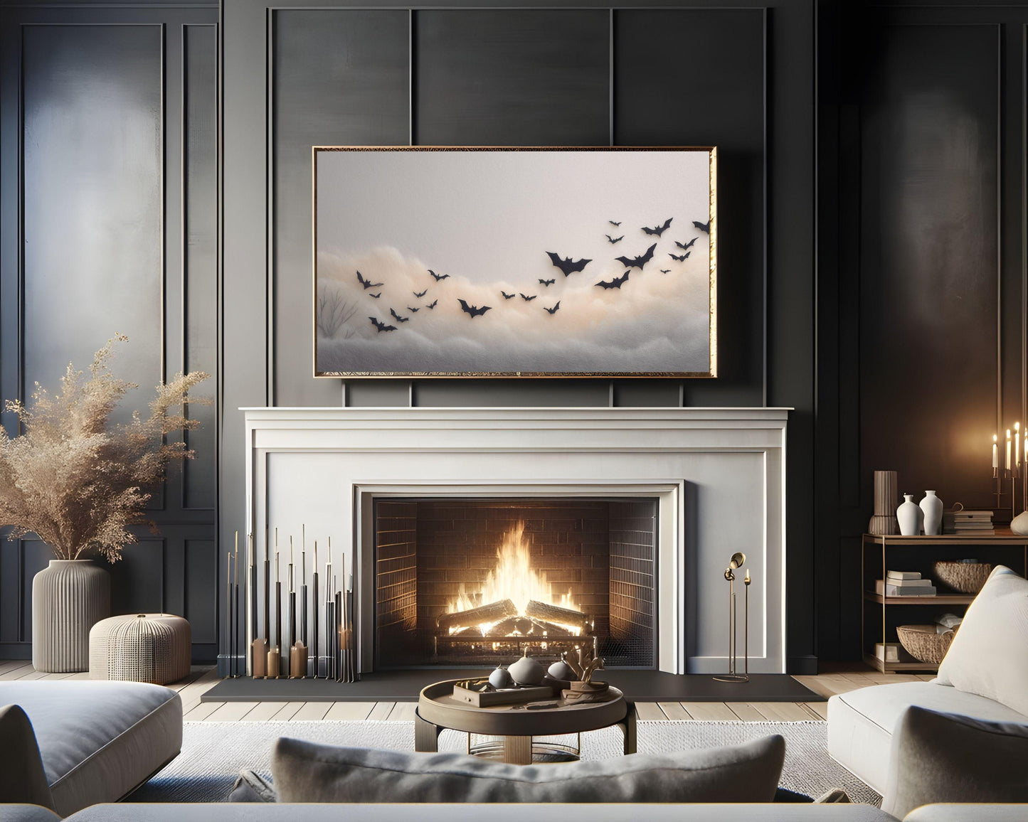 Felt Bats Flying Frame TV Art