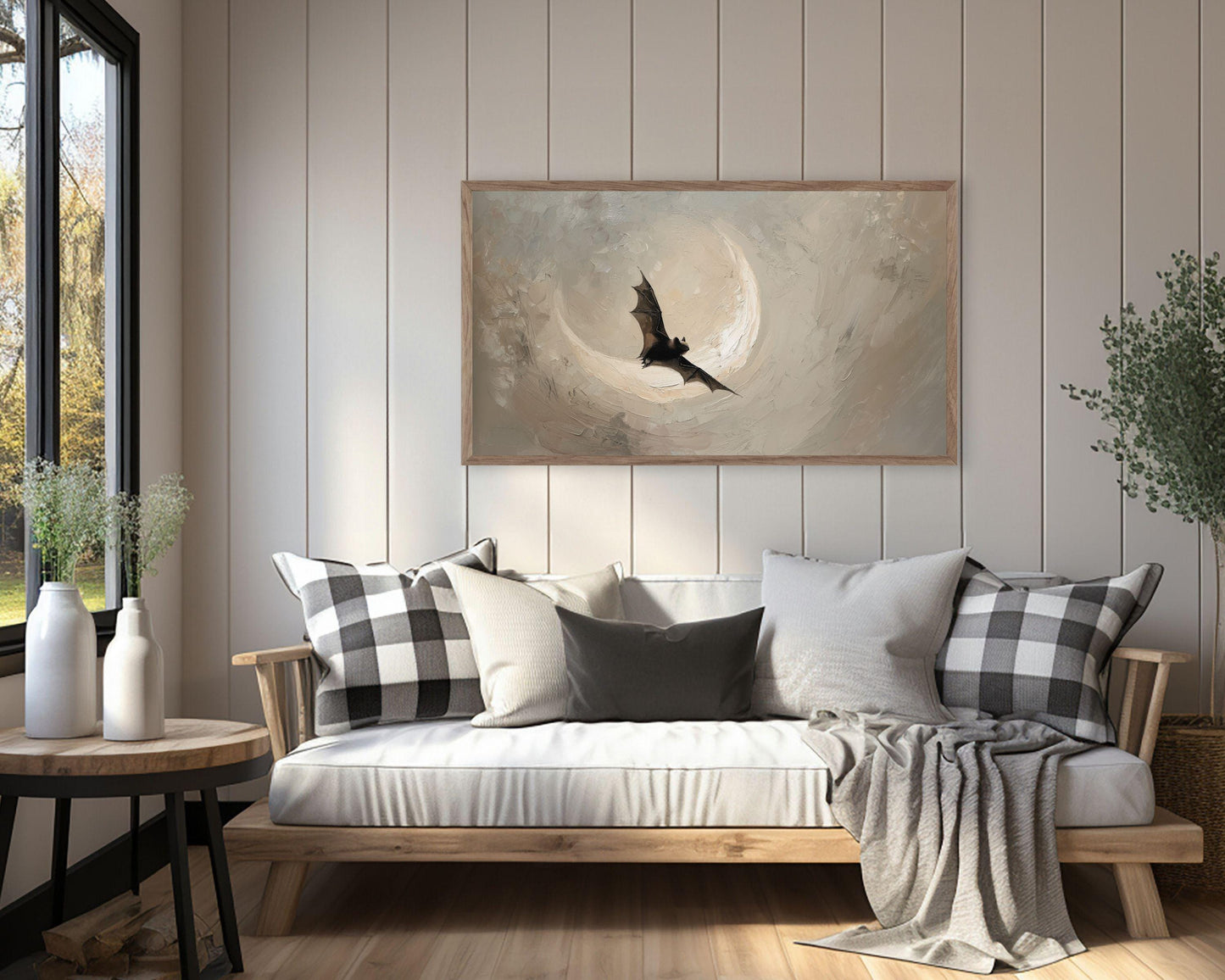 Halloween Bat and Moon Frame TV Art