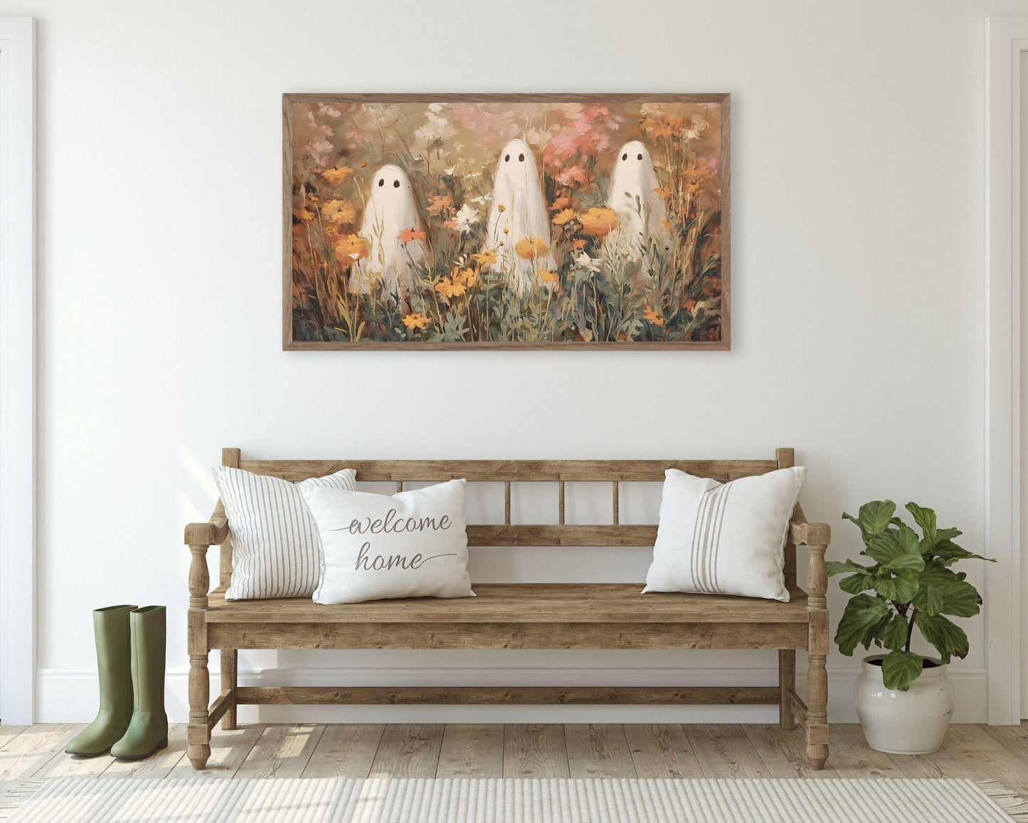 Halloween Ghosts in Wildflowers Frame TV Art
