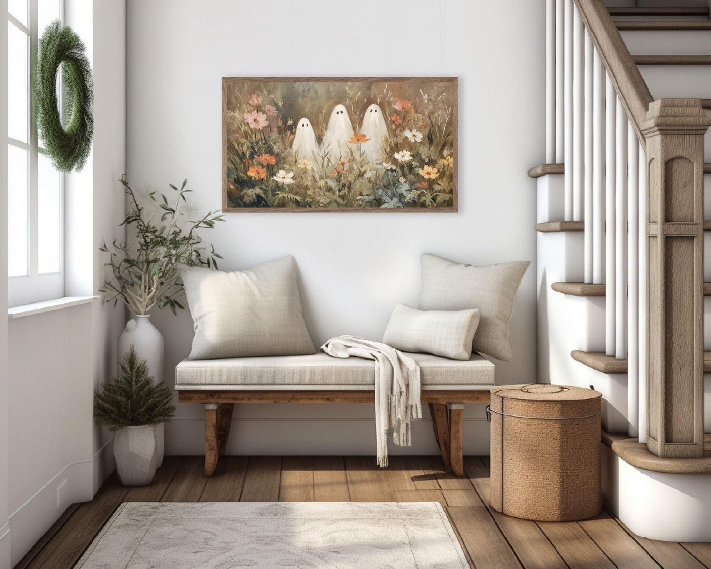 Halloween Ghosts in Wildflowers Frame TV Art