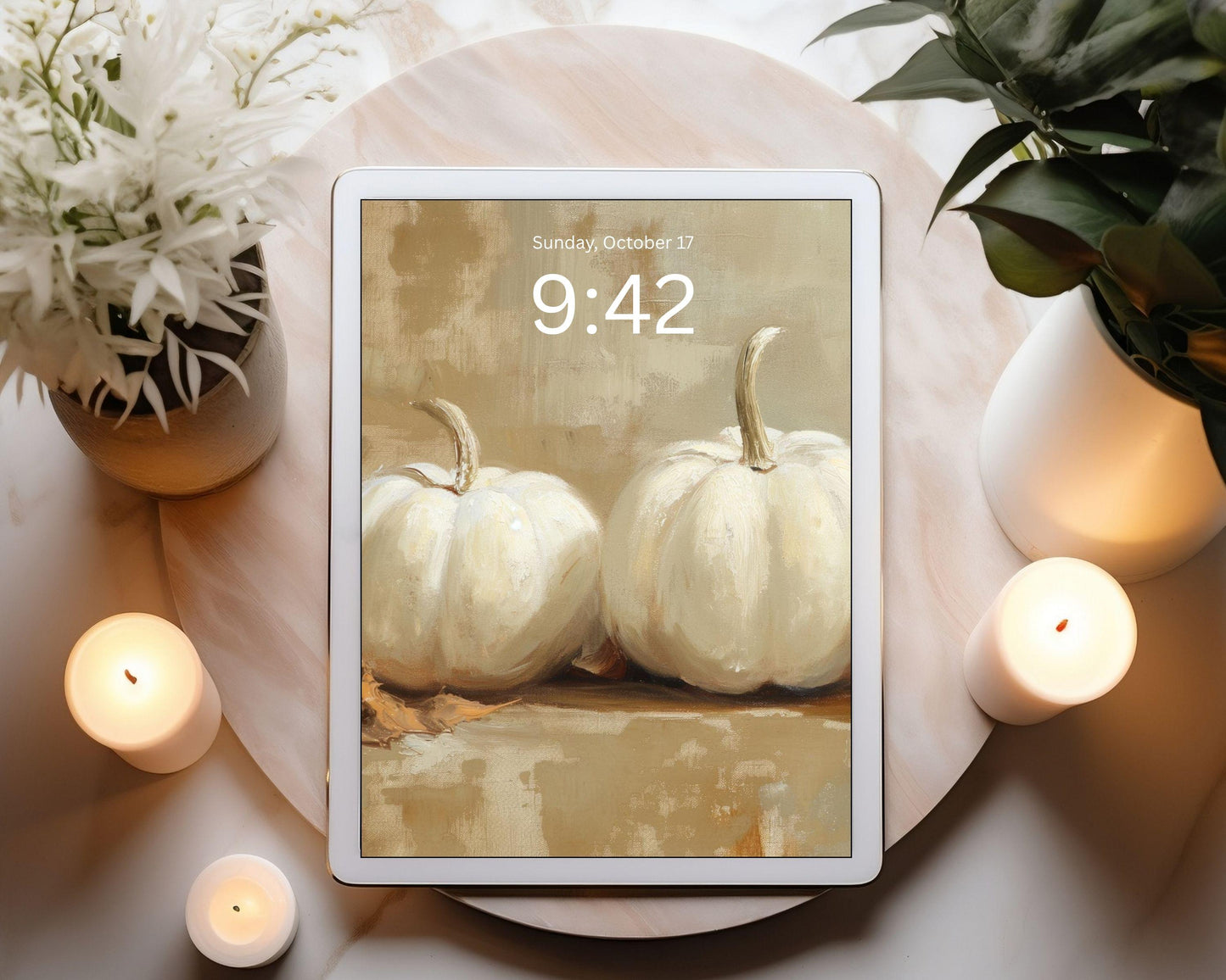 White Pumpkins Desktop Wallpaper Set