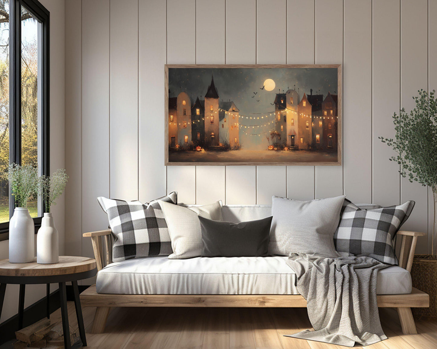 Spooky Halloween Village Frame TV Art