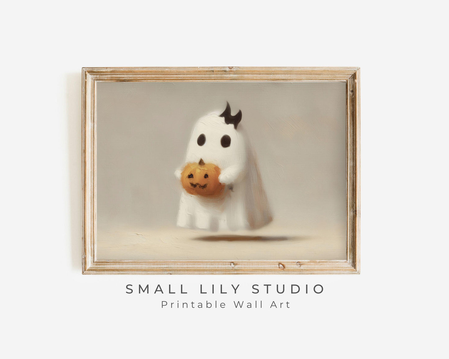 Ghost With Bat Bow Printable Wall Art