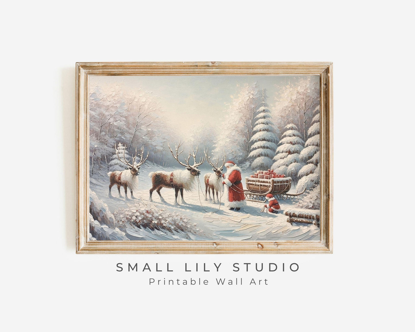 Santa and Reindeer Printable Wall Art