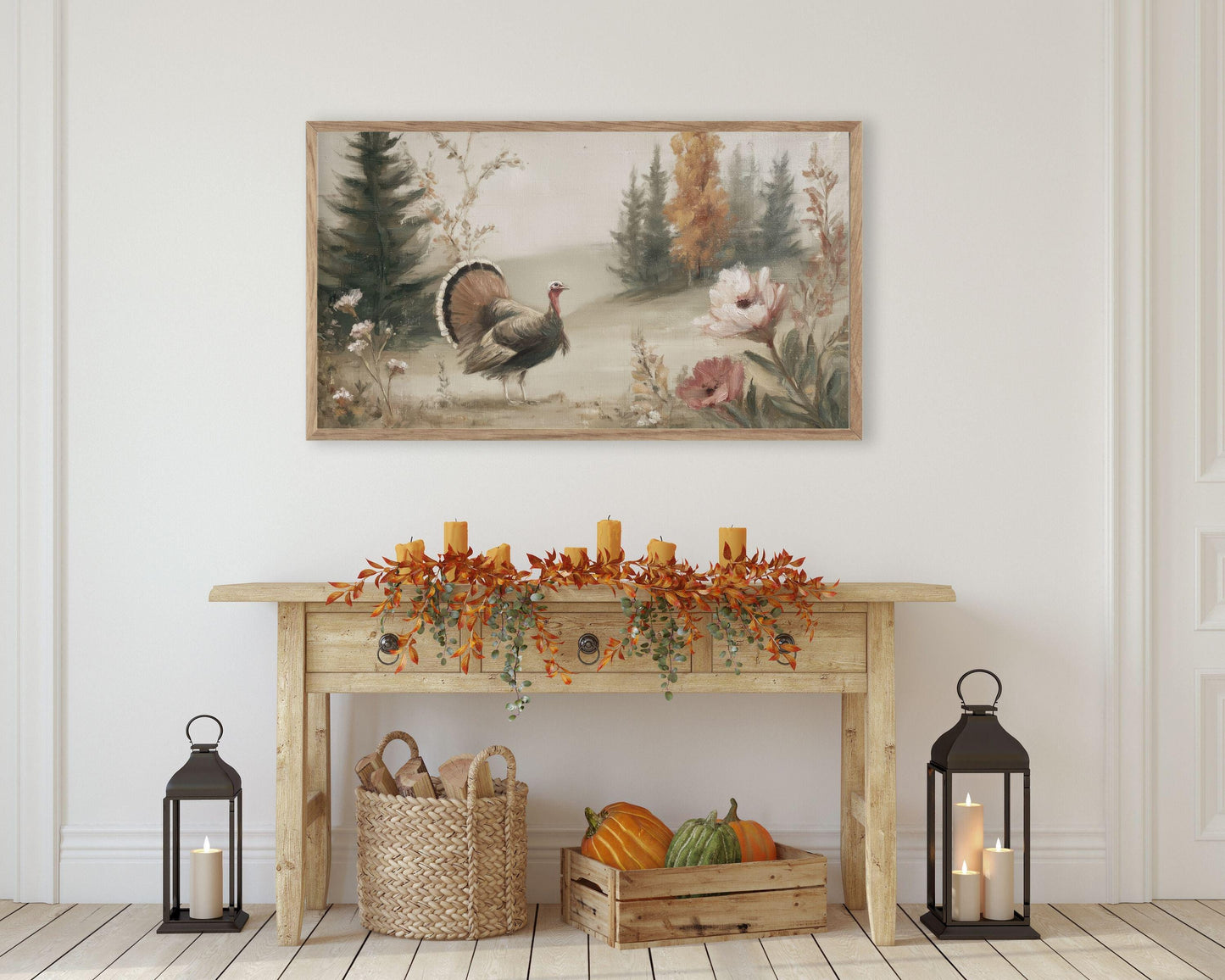 Turkey in Fall Landscape Frame TV Art