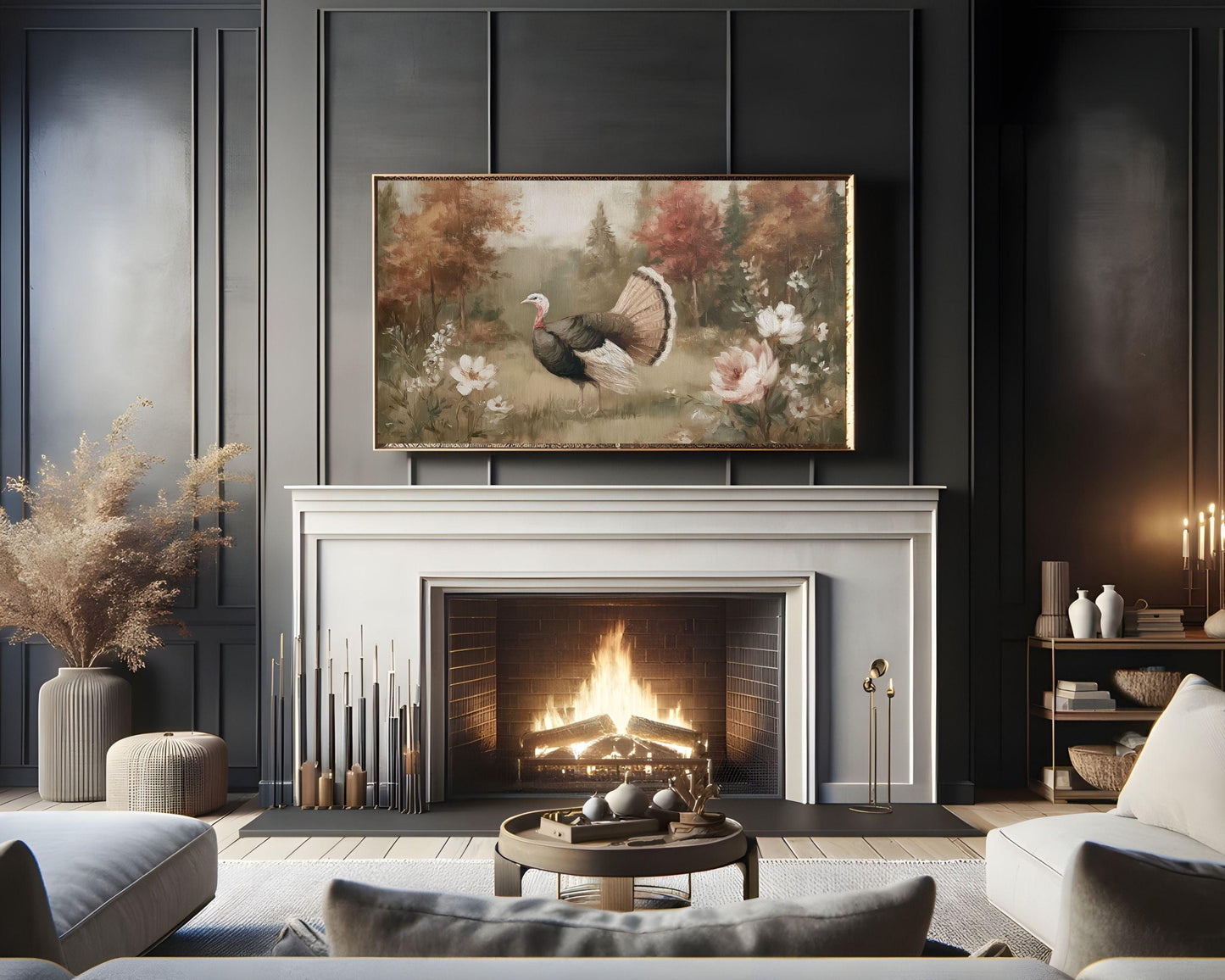 Turkey in Fall Landscape Frame TV Art