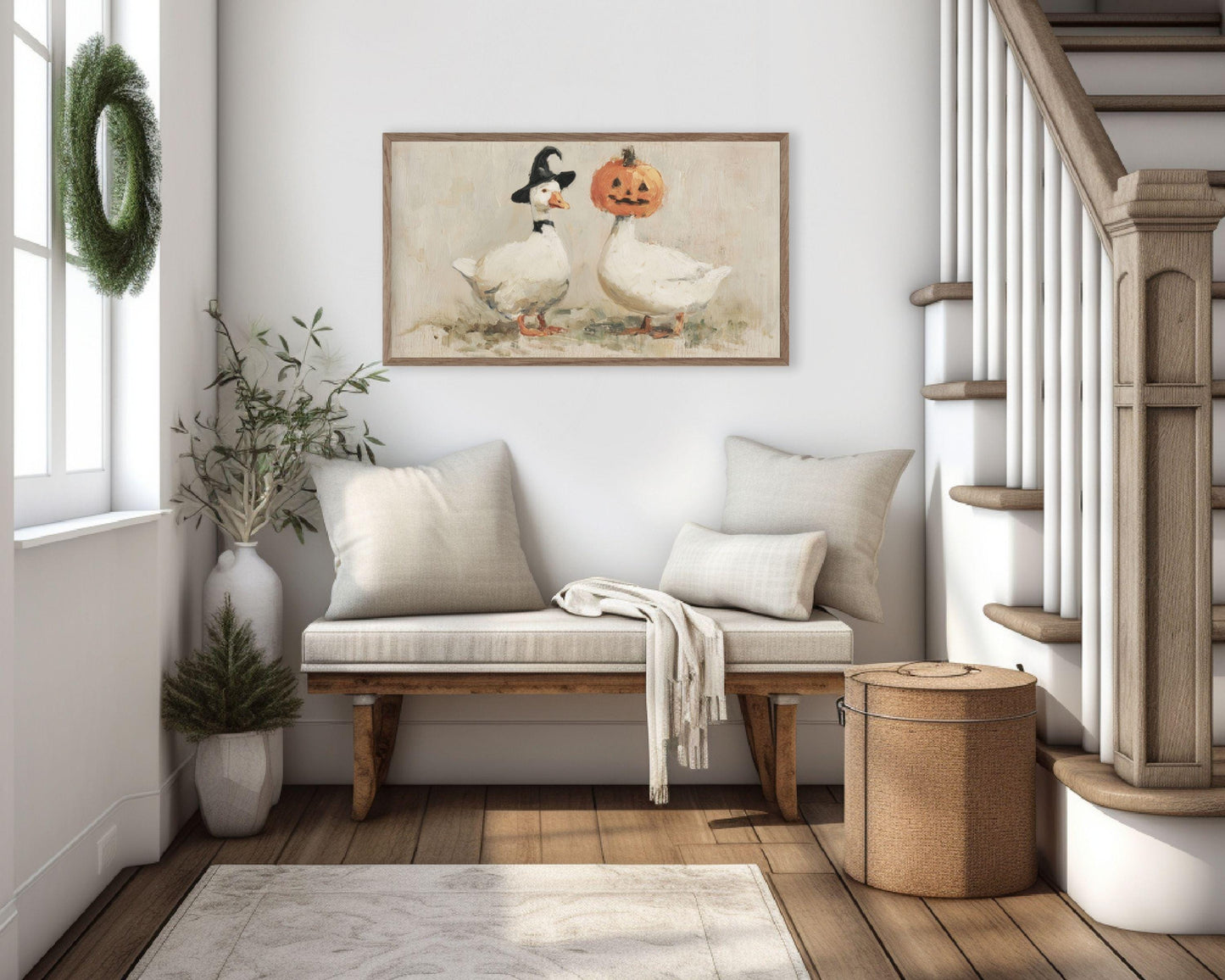 Silly Goose Pumpkin Head Frame TV Art