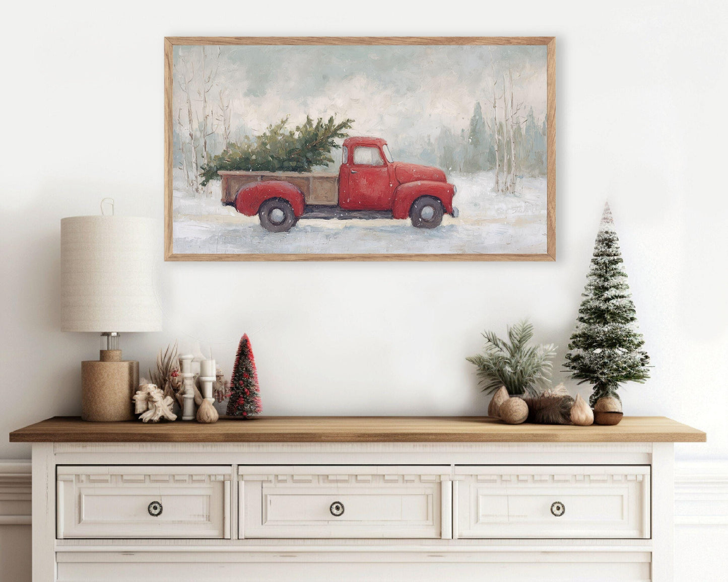 Truck with Christmas Tree Frame TV Art