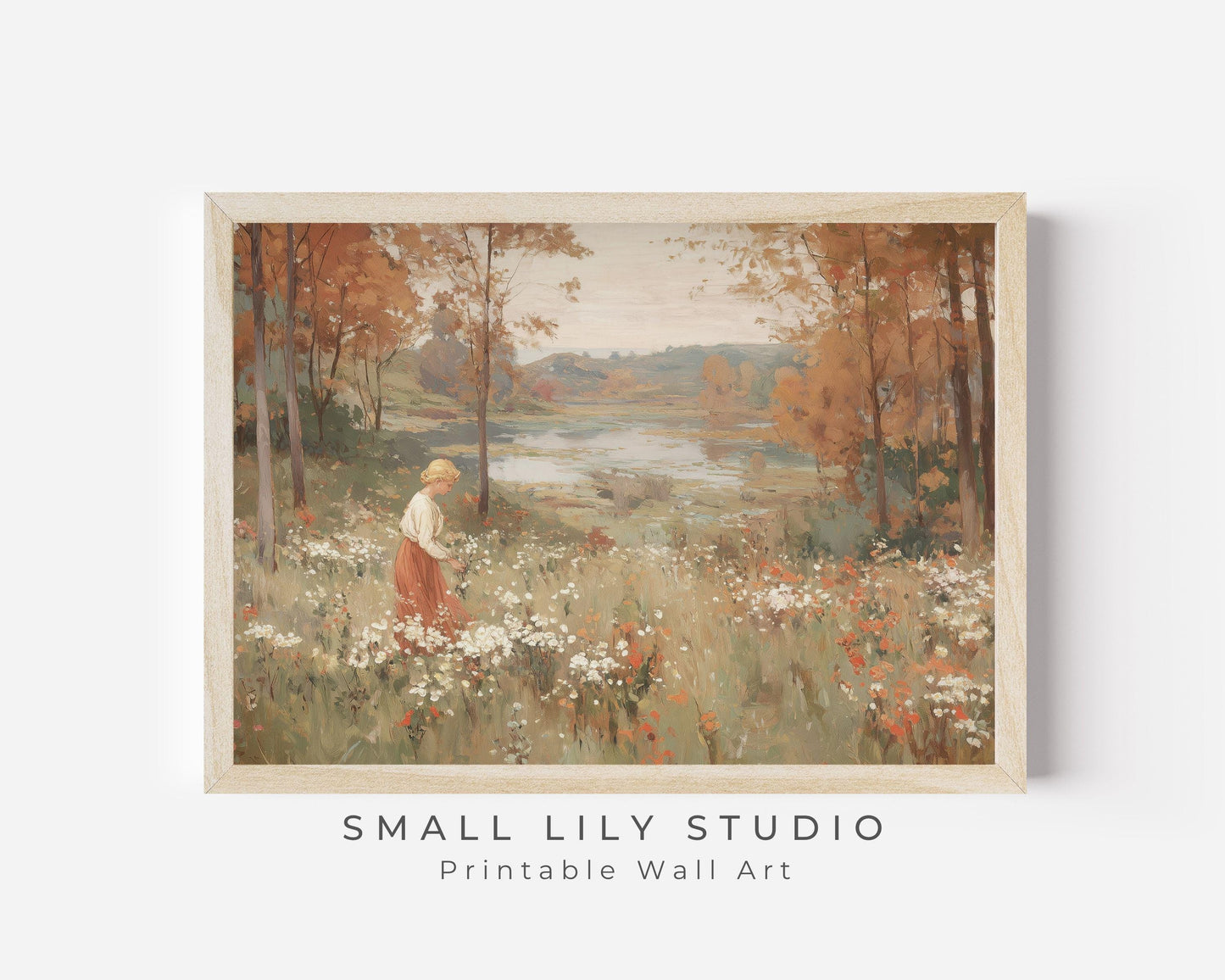 Woman in Fall Landscape Printable Wall Art