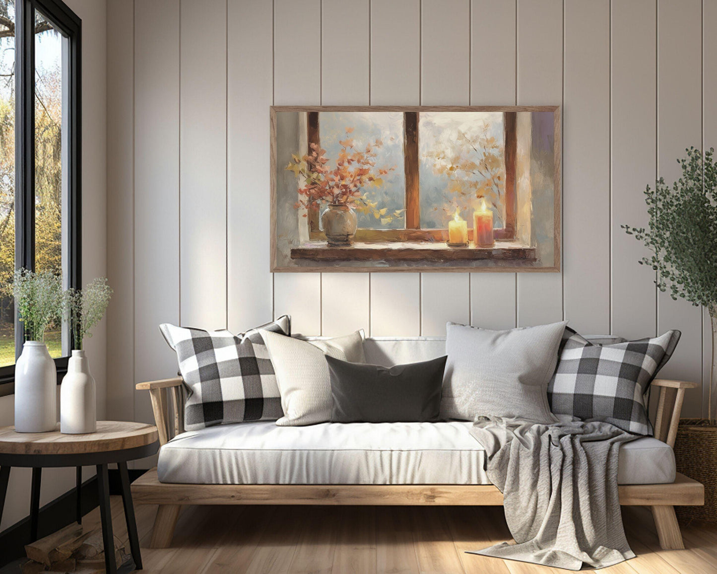 Cozy Fall Window Frame TV Art