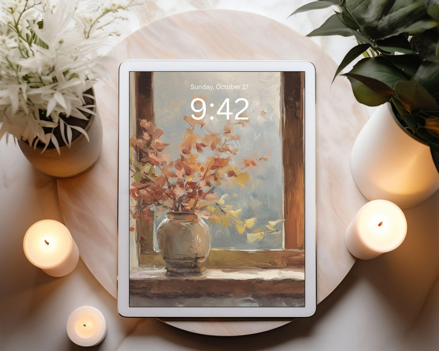 Cozy Fall Window Desktop Wallpaper Set