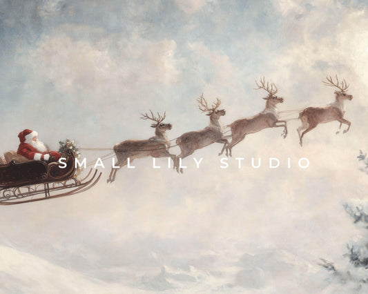 Santa and Reindeer Desktop Wallpaper Set