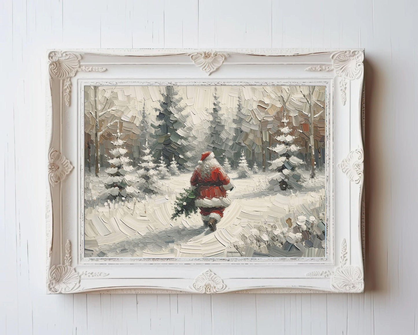 Santa Walking in Snow Printable Wall Art
