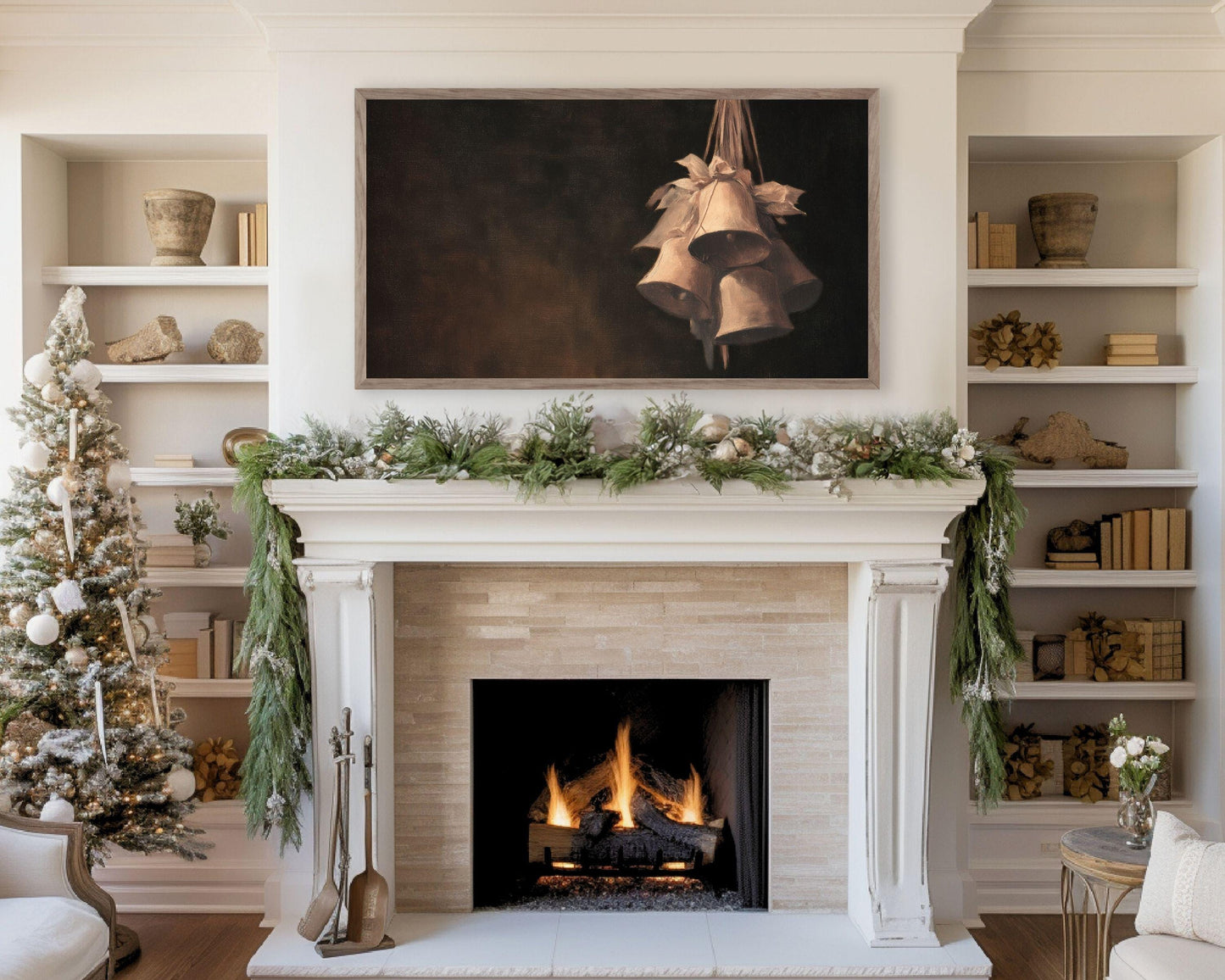 Moody Gold Bells Frame TV Art